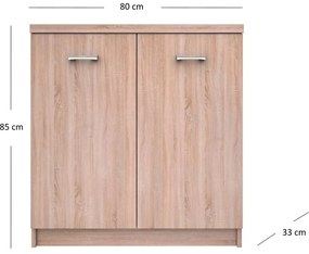 Komoda Dwudrzwiowa Drewniana do Salonu ELEGO 80 cm Dąb sonoma Nowoczesna
