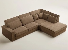 Jasnobrązowy narożnik z tkaniny szenilowej (prawostronny/w kształcie litery L) Kirou – Maison de Rêve