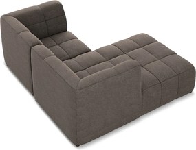 Brązowy narożnik z materiału bouclé (lewostronny/z szezlongiem) Aloha – Makamii