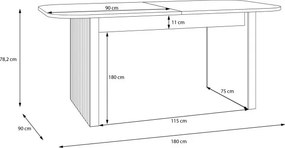 Stół z lamelami Formswift 7128, rozkładany od 180 do 230 cm, dąb Mauvella