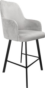 Hoker Westa krzesło barowe tkanina Welur podstawa metalowa luksusowy klimat wnętrza : Kolor nogi - Czarna profil, Kolor tkaniny - VELVET - MG39, Typ siedziska - Siedzisko stałe