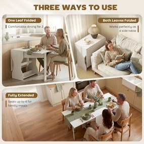 HOMCOM Stół Jadalniany Składany z Miejscem do Przechowywania dla 2-4 Osób, Stół do Małych Pomieszczeń, Jadalnia, 160 x 60 x 75 cm, Biały | Aosom PL