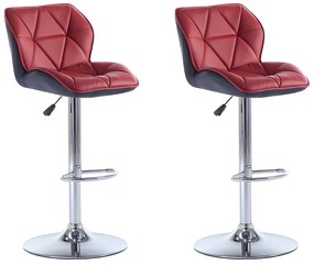 Zestaw 2 stołków barowych CALVIN – skóra syntetyczna – regulacja wysokości – kolor czerwony