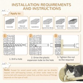 PawHut Drabinka dla kota Montowany na ścianie Odporna na zużycie powierzchnia sizalowa Stabilne wsparcie Beżowy | Aosom PL