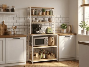 Regał kuchenny LORANO 167x80 cm, biały / dekor dąb