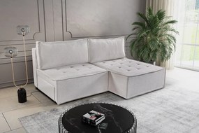 Sofa z funkcją spania w kształcie L Bohoo Mini, tkanina Raven, Jasnobeżowy, Prawy