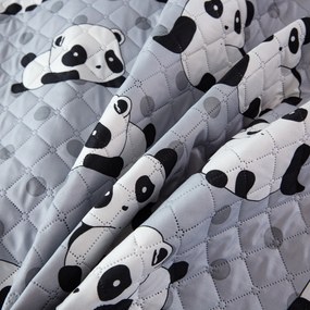 Narzuta na łóżko z wzorem PANDA szary Rozmiar: 170 x 210 cm