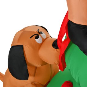 HOMCOM Nadmuchiwana dekoracja świąteczna z psem 180 cm LED, samopompująca | Aosom PL