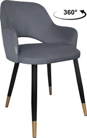 Krzesło Milano tkanina Welur noga metalowa : Kolor nogi - Czano-złota stożek, Kolor tkaniny - VELVET - BL14, Typ siedziska - Siedzisko obrotowe 360°