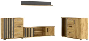 4-elementowy zestaw mebli z lamelami loft - Igiz 12X