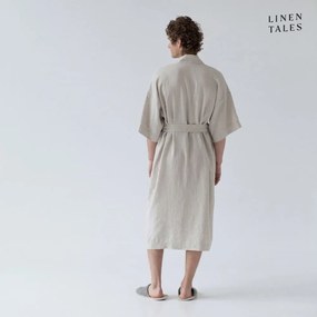 Beżowy lniany szlafrok w rozmiarze S/M Summer – Linen Tales