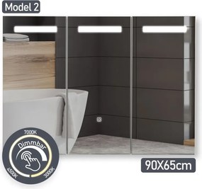 MIADOMODO Szafka z lustrem i oświetleniem LED, 90 x 65 cm