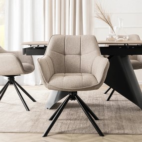 Zestaw Stół Rozkładany VERONA 160-240 cm Dąb/Czarny i 4 Krzesła PEONY 2 Beżowe