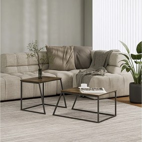 Zestaw stolików kawowych rustykalny dąb/czarny 60x50x38 myra