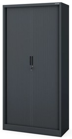 Metalowa szafa biurowa na akta z roletą DAMIAN, 900 x 1850 x 450 mm, antracytowa