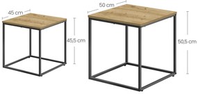 Zestaw 2 stolików kawowych QUADRO, dekor dąb artisan