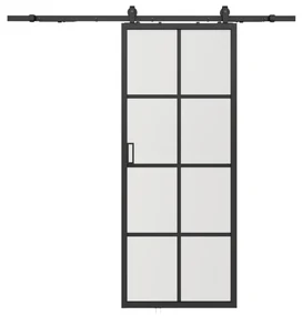 Drzwi przesuwne naścienne - aluminium i matowe szkło hartowane - wys. 205 x szer. 83 cm - WILDEN II