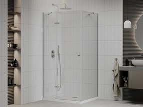 Mexen Roma kabina prysznicowa uchylna 70 x 80 cm, transparent, chrom + brodzik Flat - 854-070-080-01-00-4010