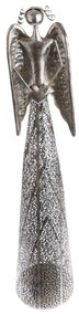 Metalowy świecznik ozdobny Srebrny anioł, 98,5 cm
