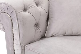 Sofa Chesterfield Classic Velvet Light Grey 3-os.