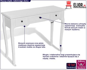 Biała konsola z 3 szufladami - Fattuto