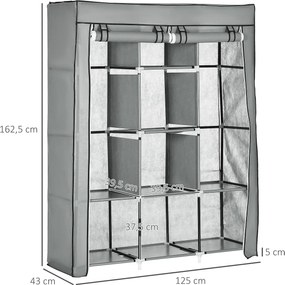 HOMCOM Szafa z tkaniny Składana z 8 poziomami i drążkami na ubrania Praktyczne przechowywanie | Aosom PL