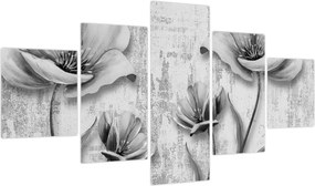Obraz - Czarno-białe kwiaty na tle (125x70 cm)