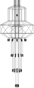Metalowa lampa wisząca Flusso 43 z kloszami ze szkła satynowego