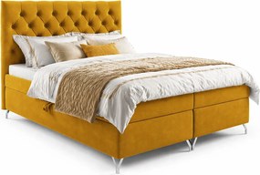 Żółte łóżko kontynentalne z pikowanym zagłókiem 5 rozmiarów T9-R67