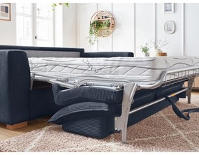 Ciemnoniebieska sztruksowa rozkładana sofa 225 cm Augustin – Bobochic Paris