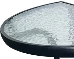 Półokrągły stolik ogrodowy z szklanym blatem ISLAND 70x40 cm, czarny