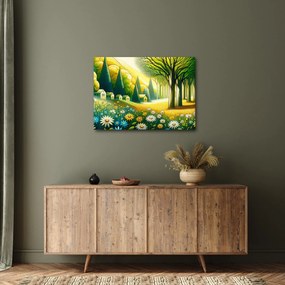 Obraz - Wieś w żółto-zielonym (70x50 cm)
