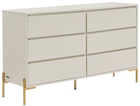 Komoda z 6 szufladami - MDF i metal - Beżowy i złoty - KORASA marki Pascal Morabito