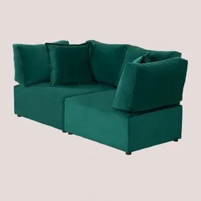 2-częściowa Sofa Modułowa Z 2 Narożnymi Fotelami Z Aksamitu Kata Verde Jungla - Sklum