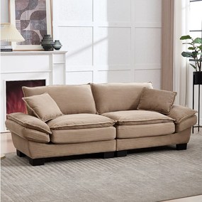 Nowoczesna sofa dwuosobowa - 224 x 81 x 81 cm - z kołdrą - do sypialni i biura - aksamitna - khaki