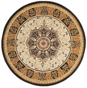 Czarno-beżowy okrągły dywan ø 150 cm Heritage – Think Rugs