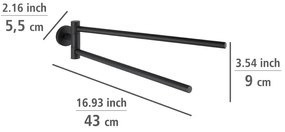 Samoprzylepny wieszak na ręczniki ze stali nierdzewnej w kolorze matowej czerni Bosio – Wenko