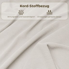 HOMCOM Zestaw 4 Wyściełanych Krzeseł Składanych, Foteliki z Pokryciem Sztruksowym, Oparcie, Stalowe Ramię, Kremowy