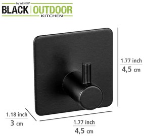 Czarne samoprzylepne haczyki zestaw 2 szt. ze stali nierdzewnej Black Outdoor Kitchen Ureo – Wenko