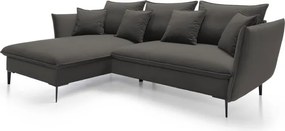 Narożnik GLOSS Lewostronny z funkcją spania, zestaw z poduszkami wolnostojący tkanina RIVIERA 100 Czarny WERSAL