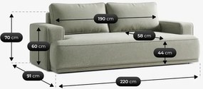 Sofa z Funkcją Spania CAMELIA Szara Boucle Nowoczesna