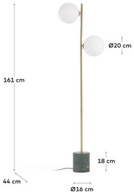 Lampa stojąca w zielono-złotym kolorze ze szklanym kloszem (wys. 161 cm) Lonela – Kave Home