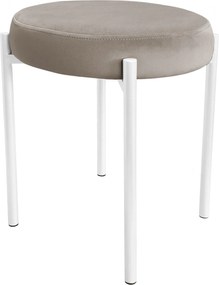 Taboret DIOR stelaż metalowy tkanina Welur : Kolor Stelaża - Biały, Kolor tkaniny - VELVET - MG09, Typ tkaniny - Velvet