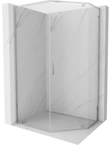Mexen Exo kabina prysznicowa pięciokątna uchylna 100 x 80 cm, transparent, chrom - 812-100-080-01-00