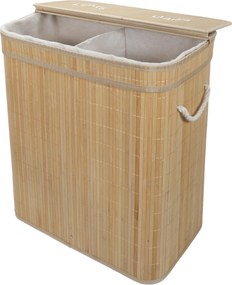 Bambusowy kosz na pranie, dwukomorowy ARVI, 100 l
