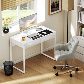 HOMCOM Biurko 100 x 50 cm, biurko komputerowe z 2 szufladami, do małych pomieszczeń, biały | Aosom PL