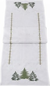 Świąteczny bieżnik na stół EVERGREEN CHARM 40x140 cm, biały