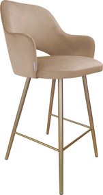 Hoker Milano krzesło barowe tkanina Welur podstawa metalowa : Kolor nogi - Złota stożek, Kolor tkaniny - VELVET - MG06, Typ siedziska - Siedzisko stałe