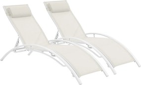 Leżaki aluminiowe "Beauty" - Phoenix - Ecru - Zestaw 2 szt.