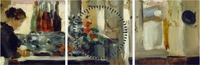 Obraz - Style of Edouard Manet, Bon Bock Cafe, reprodukcje (z zegarem) (90x30 cm)